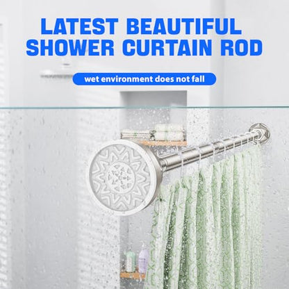 Nickel No-Drill Shower Rod - 32-80 Inches, Anti-Slip Tension Curtain Rod - color: nickel, size: 32-80 inches