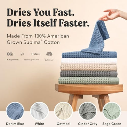 ONSEN Supima® Waffle Bath Sheet, Large, Quick Dry Lint Free 100% USA Cotton, Oversize Lightweight Absorbent Bath Sheet, 38x67 in (Oatmeal, 1x Bath Sheet) - color: Oatmeal, size: Bath Sheet