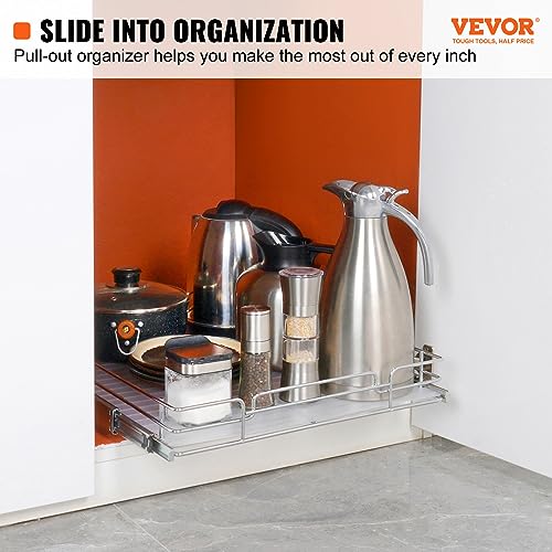 VEVOR 21.5" Wx21 Dx3.5 H Pull Out Cabinet Organizer, Heavy Duty Slide Out Pantry Shelves, Chrome-Plated Steel Roll Out Drawers, Storage for Home, Under Sink, 23" Wx22 Dx7 H Install Size for Cabinet - size: 21.5"Wx21"D