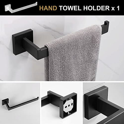 Lava Odoro 4-Piece Bathroom Hardware Accessories Set Matte Black, Towel Bar Set Stainless Steel Wall Mount Towel Holder Set Bathroom Accessories Kit
