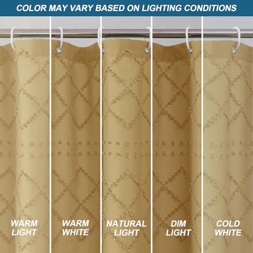 Gold Stall Boho Shower Curtain, Modern Tufted Plaid Striped Narrow Half Size Fabric Shower Curtain, Farmhouse Tufted Textured Shower Curtains for Bathroom, 36" W x 72" L - color: Gold, size: 36"W x 72"L (Pack of 1)
