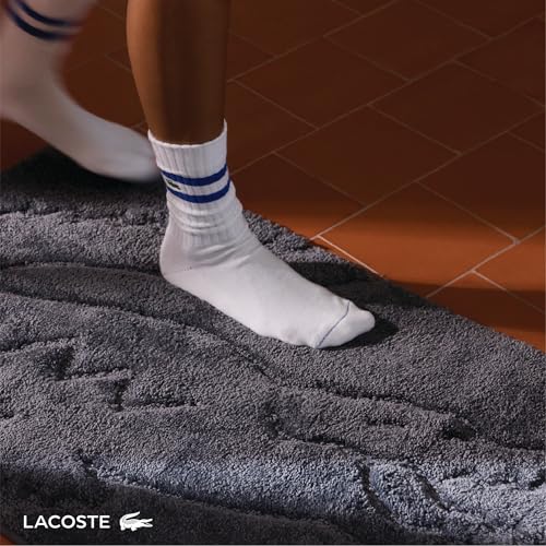 Lacoste Memory Foam Bath Rug – Ultra Soft Fleece Bathroom Mat with Embroidered Crocodile Logo, Super Absorbent, Non-Slip Backing, Machine Washable, Plush & Stylish 19"x30" – Surf Blue