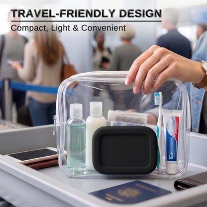 HighHerz Leak Proof Silicone Travel Soap Case with Draining Tray - Bar Soap Holder for Travel, Gym & Camping - Mess-Free Portable Soap Container for Carry-on Bags (Black) - color: Black
