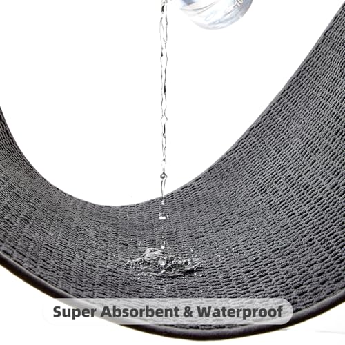 TYUU Bathroom Rugs Non Slip Washable, Super Absorbent Thin Bath Mat Quick Dry Low Pile Bathroom Rug, Dark Grey 20"x48" - color: Dark Grey, size: 1'8" X 4' (Rectangular)