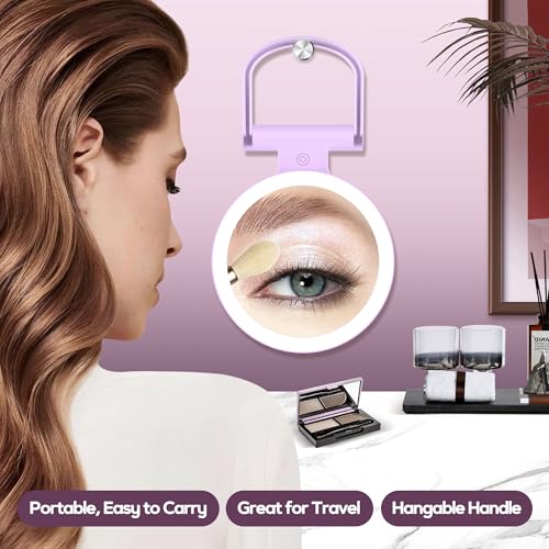 Magnifying Mirror with Light 30X, Double-Sided 1X/30X Magnifying Makeup Mirror with Tweezer, 2000mAh 3 Colour Modes with Adjustable Brightness,Foldable Travel Mirror(Purple) - color: Purple