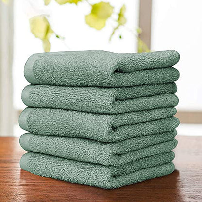 Yoofoss Luxury Washcloths Towel Set 10 Pack Baby Wash Cloth for Bathroom-Hotel-Spa-Kitchen Multi-Purpose Fingertip Towels & Face Cloths - Green - color: Green