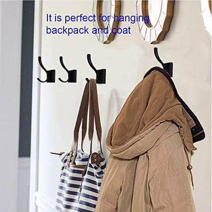 Black Towel Hooks,Double Towel Robe Clothes Coat Holder,Heavy Duty Wall Mount Hooks for Bath Bedroom Kitchen Pool Garage Hotel,4 Pack - color: black 4