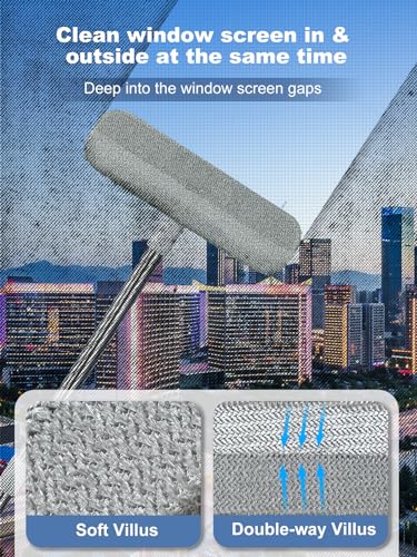 IMHO Cleaning Brush for Window Screen, Screen Cleaner Tool, 2 in 1 Mesh Screen Cleaning Brush, Small Brush for Patio, Door, Porch Screens, White &Grey Brush Cleaners for Screen - style: Two-in-one screen cleaner