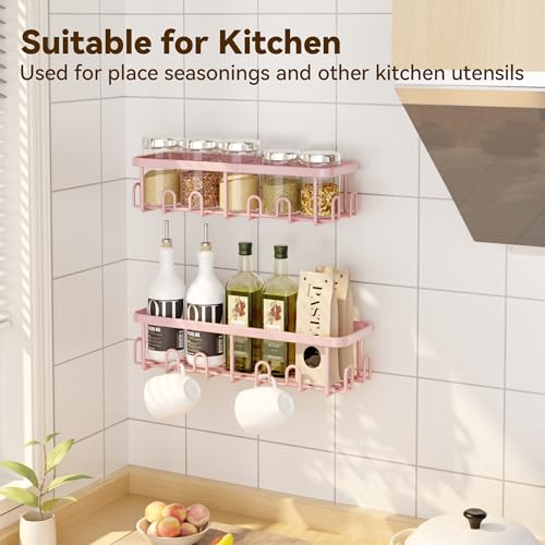 Shower Caddy Adhesive, Rustproof Shower Organizer, Wall Shower Rack | Large Capacity Shower Shelf for Inside Shower, No Drill Shower Storage, Shampoo Shower Holder, Pink, 2 Caddies - color: Pink