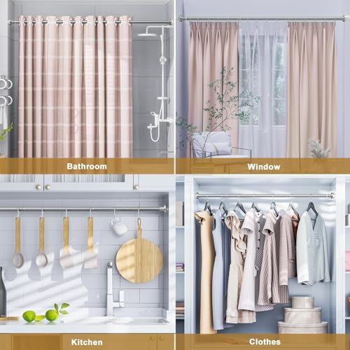 Ausemku Shower Curtain Rod 32-50 Inch Adjustable - 1 Inch Diameter Heavy Duty No drill Spring Tension Shower Rod, Non-Slip Rustproof Telescopic Rod for Bathroom, Nickel - color: Nickel, size: 32-50 Inches