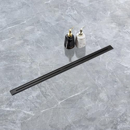 24 Inch Ultra Narrow Linear Shower Drain, Matte Black Extra Slim Shower Drain, 304 Stainless Steel, Easy to Install and Clean for Bathrooms (Drain Base Not Included), LSDE8-31A-24B - color: Matte Black, size: 24 Inch