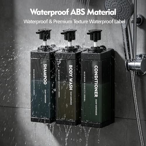 3 Chamber Wall Mount Shampoo and Conditioner Dispenser | 17oz Per Chamber Key Lock Large Pump Refillable ABS Bottle Set For Bathroom Hotel Gym RV Daily Use Black ADS-315C - color: Black, size: 3