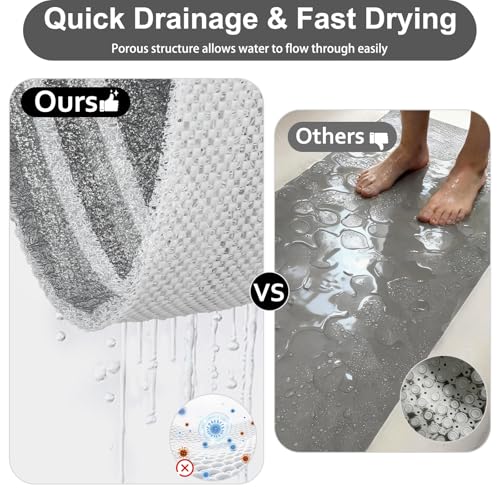 Non Slip Shower Bathtub Mat:36x16 Inch Bathtub Mat Non Slip with Drain, Soft Loofah Shower Mats for Inside Shower, Anti Slip Shower Mat - color: Dark Gray, size: 36" x 16" (Rectangular)