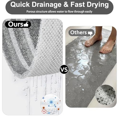 Non Slip Shower Bathtub Mat:36x16 Inch Bathtub Mat Non Slip with Drain, Soft Loofah Shower Mats for Inside Shower, Anti Slip Shower Mat - color: Dark Gray, size: 36" x 16" (Rectangular)