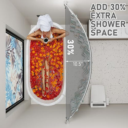 Curved Shower Curtain Rod, Need to Drill, 35-76 inches Adjustable Curved Shower Rod Rustproof Shower Rod Round Shower Curtain Rod for Bathroom, Bathtub, Stall, Stainless Steel, Chrome - color: chrome