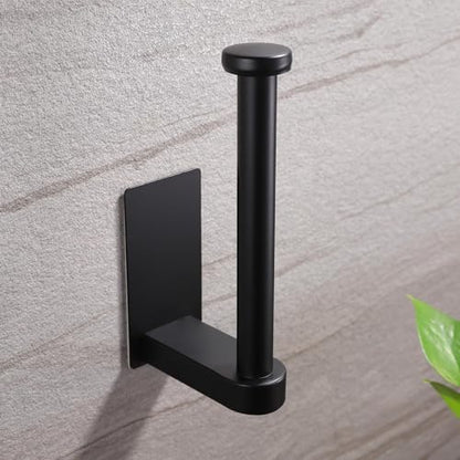 YIGII Toilet Paper Holder Self Adhesive - Black Toilet Roll Holder Adhesive Toilet Tissue Holder Stick on Wall for Bathroom and Kitchen, SUS 304 Stainless Steel - color: Black