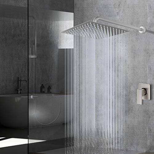 Voolan Rain Shower head, High Pressure Shower Head Made of 304 Stainless Steel, Relaxed Shower Experience Even at Low Water Flow and Pressure (10" Brushed Nickel) - color: Brushed Nickel, size: 10 Inch