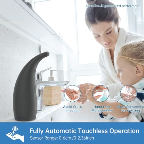 Automatic Soap Dispenser Touchless Rechargeable 10 oz | Magnetic USB Charging, IPX7 Waterproof Sensor Pump with 4 Adjustable Levels for Kitchen Sink & Bathroom Hand Soap - color: Carbon Black