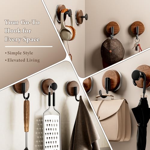 LAYUKI Suction Cup and Adhesive Tape Double Locking Hook,Wall Hook,Towel Hook, Shower Hook,for Bathroom,Kitchen,Loofah, Towel,Coat,Heavy Duty,Waterproof & Rustproof,Reusable(Dot Shape, 2 Counts)