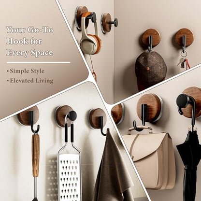 LAYUKI Suction Cup and Adhesive Tape Double Locking Hook,Wall Hook,Towel Hook, Shower Hook,for Bathroom,Kitchen,Loofah, Towel,Coat,Heavy Duty,Waterproof & Rustproof,Reusable(Dot Shape, 2 Counts)