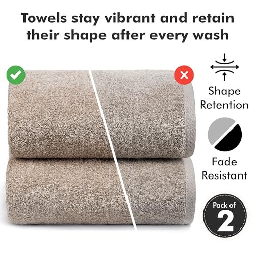 Bath Sheets – 550 GSM Extra Large Bathroom Sheet Set – Pack of 2 Jumbo Towels Beige (71x35in) – 100% Ring Spun Cotton Soft Quick Dry Large Bath Towels for Adults Hotel Spa Bathroom Use - color: Beige, size: Bath Sheets