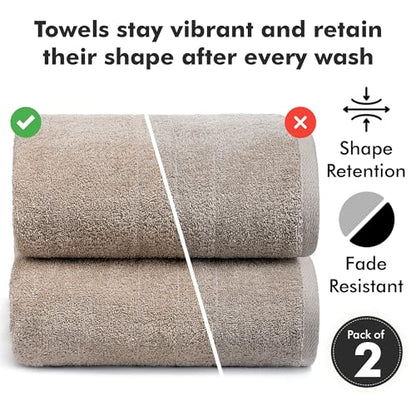 Bath Sheets – 550 GSM Extra Large Bathroom Sheet Set – Pack of 2 Jumbo Towels Beige (71x35in) – 100% Ring Spun Cotton Soft Quick Dry Large Bath Towels for Adults Hotel Spa Bathroom Use - color: Beige, size: Bath Sheets