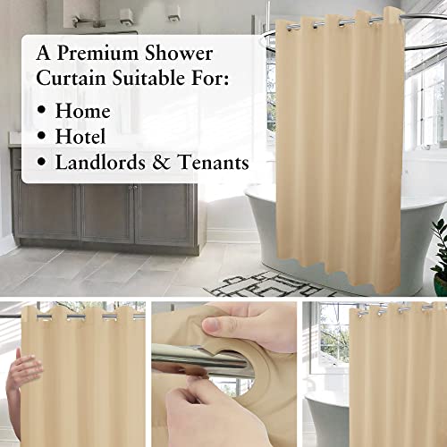 River Dream Extra Long Shower Curtain No Hooks or Liner Needed, Beige | Soft Microfiber, 84" Long Fabric Shower Curtain Set Waterproof, Bottom Magnets, Machine Washable, 71W x 86H(84H) - color: Beige, size: 71"W x 86"L (Pack of 1)