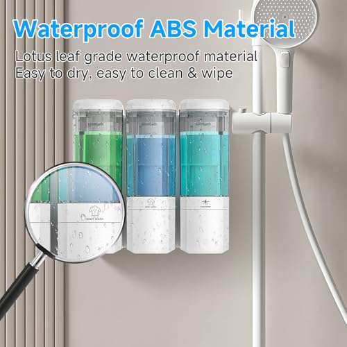 Shampoo and Conditioner Dispenser,GlintGath Shower Dispenser 3 Chamber No Drill Shampoo Dispenser for Shower Wall Mounted Shower Soap Dispenser for Bathroom Hotel,Large Capacity 3 * 500ML,White1 - color: Clear White 3 Chamber