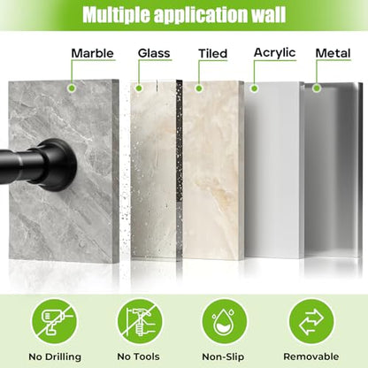 2 Pack Shower Curtain Rod 31-62 Inches Black Adjustable Tension Curtain Rod No Drilling Spring Loaded Curtain Rods Shower Rods For Bathroom,Window,Closet,Room Divider,7/8 Inch Diameter - color: Black, size: 31" to 62"-2Pcs