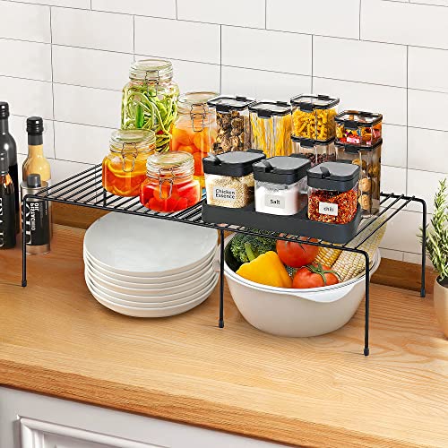Ravinte 1 Pack Expandable Freezer Shelf Organizer, Black Kitchen Storage | Rustproof Metal Wire, Adjustable Width, Fridge, Pantry, Cupboard, Countertop, Easy Install, No Tools Needed, Space Saving - color: Black