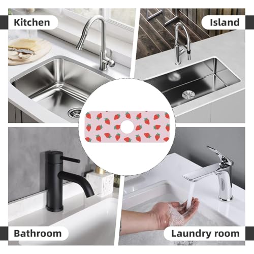 Diatomite Faucet Mat for Kitchen Fast Drying Sink & Bathroom Counter, Super Absorbent Water Sink Protectors Prevent Moisture Buildup, Sink Splash Guard Strawberry Pattern - color: Strawberry1