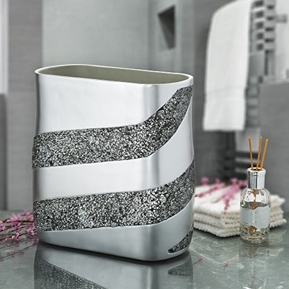 Creative Scents Silver Mosaic Bathroom Trash Can 2.11 Gal / 8L - Decorative Waste Basket for Bathroom - Durable Slim Small Garbage Can for Bathroom, Powder Room, Bedroom or Living Room Decor