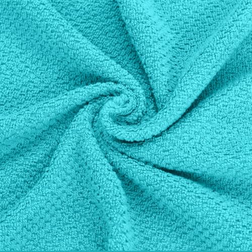 Feather & Stitch 100% Cotton 625 GSM Bath Towel Set of 6, Ultra Soft Highly Absorbent 2 Bath Towels, 2 Hand Towels & 2 Washcloth - Luxury Quick Dry Shower Towels (Aqua) - color: Aqua