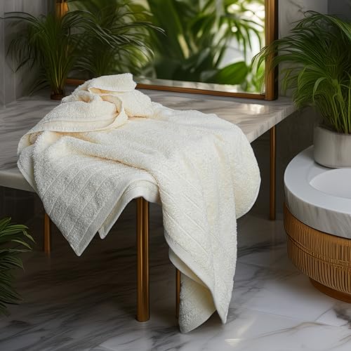 4 Piece Extra Large Bath Towels 30 x 60 Inches, Cream | 100% Cotton, Larger & Lighter Weight, Quicker to Dry, Super Soft and Absorbent, Perfect for Bathroom - color: Cream