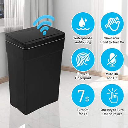 BLKMTY 13 Gallon Plastic Trash Can with Lid, Black, 50 Liters | Motion Sensor Garbage Can, for Kitchen, Home, Office, Bathroom - color: Black
