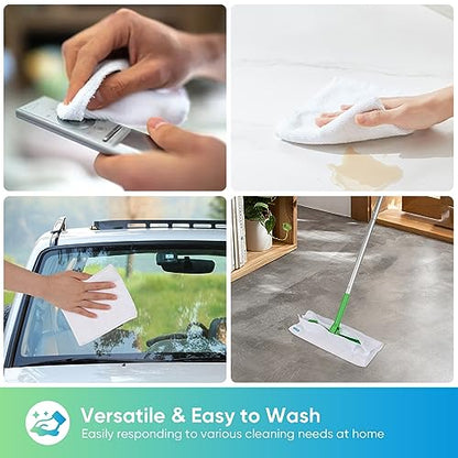 HOMEXCEL 24PK Microfiber Cleaning Cloth, Cleaning Rag for Home, 11.5x11.5in | Reusable, Lint Free, Scratch-Free and Highly Absorbent Towels for Kitchen, Window and Glass, Cars, White - color: White