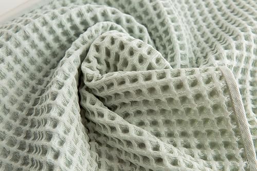 Waffle Cotton Bath Towels-100% Turkish Cotton, Quick Dry, Ultra Soft, Premium Absorbent, Weave Design, Fast Drying-2 Pieces Bath Towel Set (1 Large Bath Towel and 1 Hand Towel) (Sage) - color: Sage