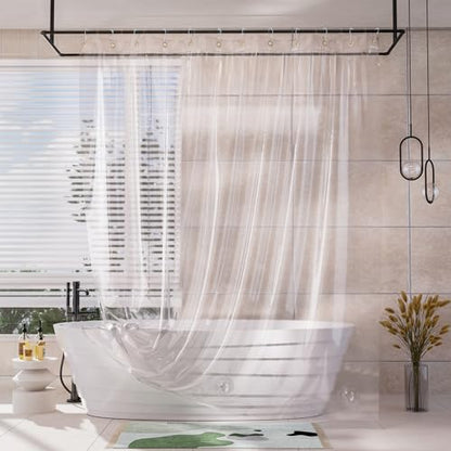AmazerBath Shower Curtain Liner, 100% EVA Silky Soft Clear Heavy Duty Shower Curtain and Liner 2-in-1, 72x72 Luxury Plastic Weighted Bathroom Shower Liner, 12 Rustproof Grommets & 3 Heavyweight Stones - color: Rainbow Ethereal, size: 72"W x 72"L (Pack of
