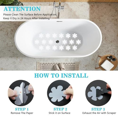 24Pcs Non Slip Bathtub Stickers Clear Safety Strips Bath Tub Stickers with Adhesive Decals Scraper Appliques Peel Prevent Slipping Grips Shower Floor Non Slip Stickers for Bath Tub Stairs Ladders