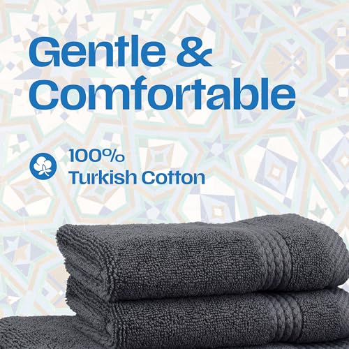 East'N Blue Lara Premium Bath Towel Set 6 Piece - Soft & Highly Absorbent Bathroom Towel Set, 100% Luxury Turkish Cotton, Flannel Bath Towels, 1 Bath Towel, 1 Hand Towel, 4 Washcloths - Dark Gray - color: Dark Grey, size: 1 Bath Towel, 1 Hand Towel, 4 Was