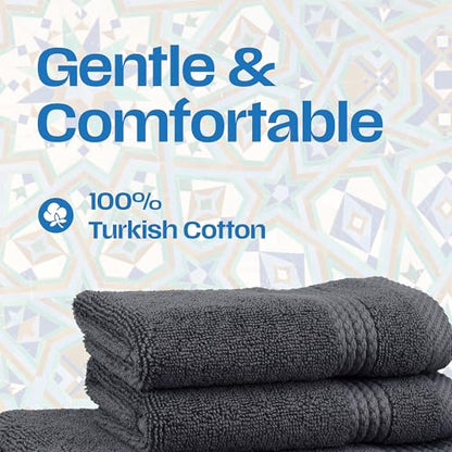 East'N Blue Lara Premium Bath Towel Set 6 Piece - Soft & Highly Absorbent Bathroom Towel Set, 100% Luxury Turkish Cotton, Flannel Bath Towels, 1 Bath Towel, 1 Hand Towel, 4 Washcloths - Dark Gray - color: Dark Grey, size: 1 Bath Towel, 1 Hand Towel, 4 Was