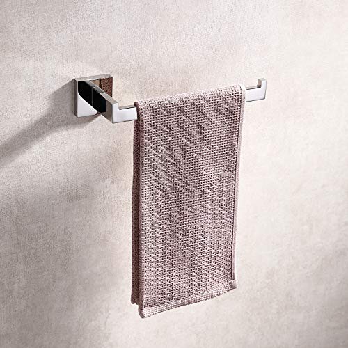 TASTOS Premium Stainless Steel Hand Towel Holder, Square Hand Towel Ring Heavy Duty Wall Mounted Modern Hand Towel Bar for Bathroom Kitchen, Polished Chrome - color: Polished Chrome