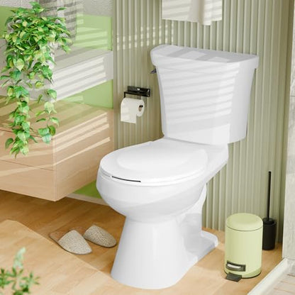 Angol Shiold PP Slow Close Toilet Seat (Round, White) | Round toilet seat with ergonomic design, grip-tight anti-slip bumpers and easy-clean safe PP material - color: White, size: Round 16.5‘’