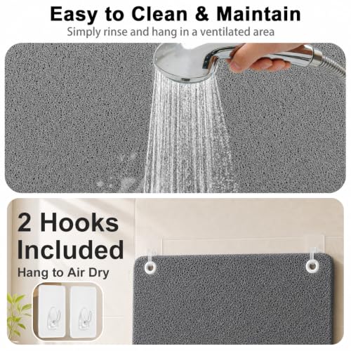 Extra Large Square Shower Mat for Inside Shower, 27 x 27 Inch Shower Floor Mat with Center Drain Hole, Designed for Walk-in Showers, Non-Slip Loofah Mat with Wide Coverage for Stable Standing