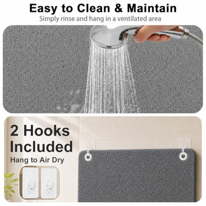 Extra Large Square Shower Mat for Inside Shower, 27 x 27 Inch Shower Floor Mat with Center Drain Hole, Designed for Walk-in Showers, Non-Slip Loofah Mat with Wide Coverage for Stable Standing