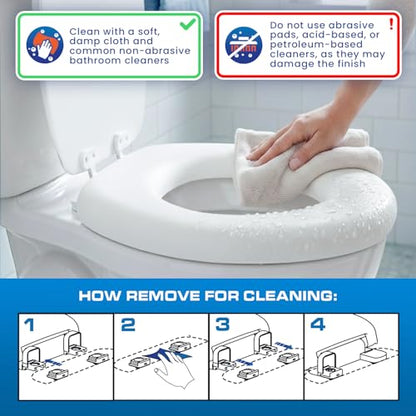 Plexon Soft Cushioned Toilet Seat, Round, White, Slow-Close Lid & Seat, Quick-Release Hinge, Easy To Clean & Change - color: White, size: Round