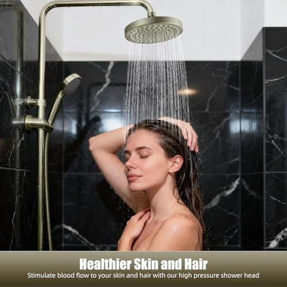Shower Head High Pressure Rain Premium Quality Luxury Design Anti-Clogging Silicone Nozzles Adjustable Replacement for Bathroom Shower Heads (6 inch Round) - color: Nickel