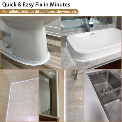 Caulk Tape, 10.5FT Peel and Stick Waterproof Seal Tape - No Tools No Mess Self-Adhesive Waterproof Tape for Toilet Bathtub Sink Tub Kitchen Countertop, Flexible PVC Strip Filler Caulking Tape - color: 1 Roll-White