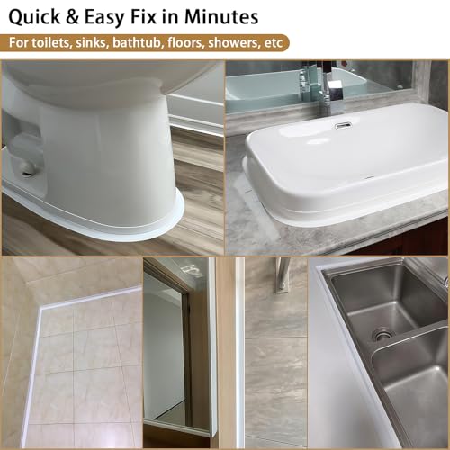 Caulk Tape, 10.5FT Peel and Stick Waterproof Seal Tape - No Tools No Mess Self-Adhesive Waterproof Tape for Toilet Bathtub Sink Tub Kitchen Countertop, Flexible PVC Strip Filler Caulking Tape - color: 2 Roll-White