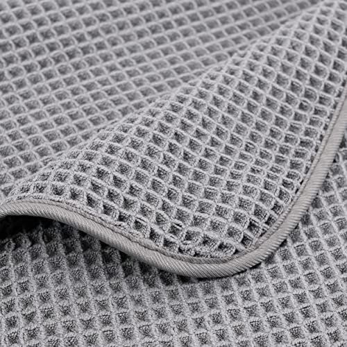 POLYTE 430 GSM Poly Blend Microfiber Quick Dry Waffle Bath Towel, 30x60 in | 4 Pack, Oversize, Lint Free, Body Towel - color: Gray